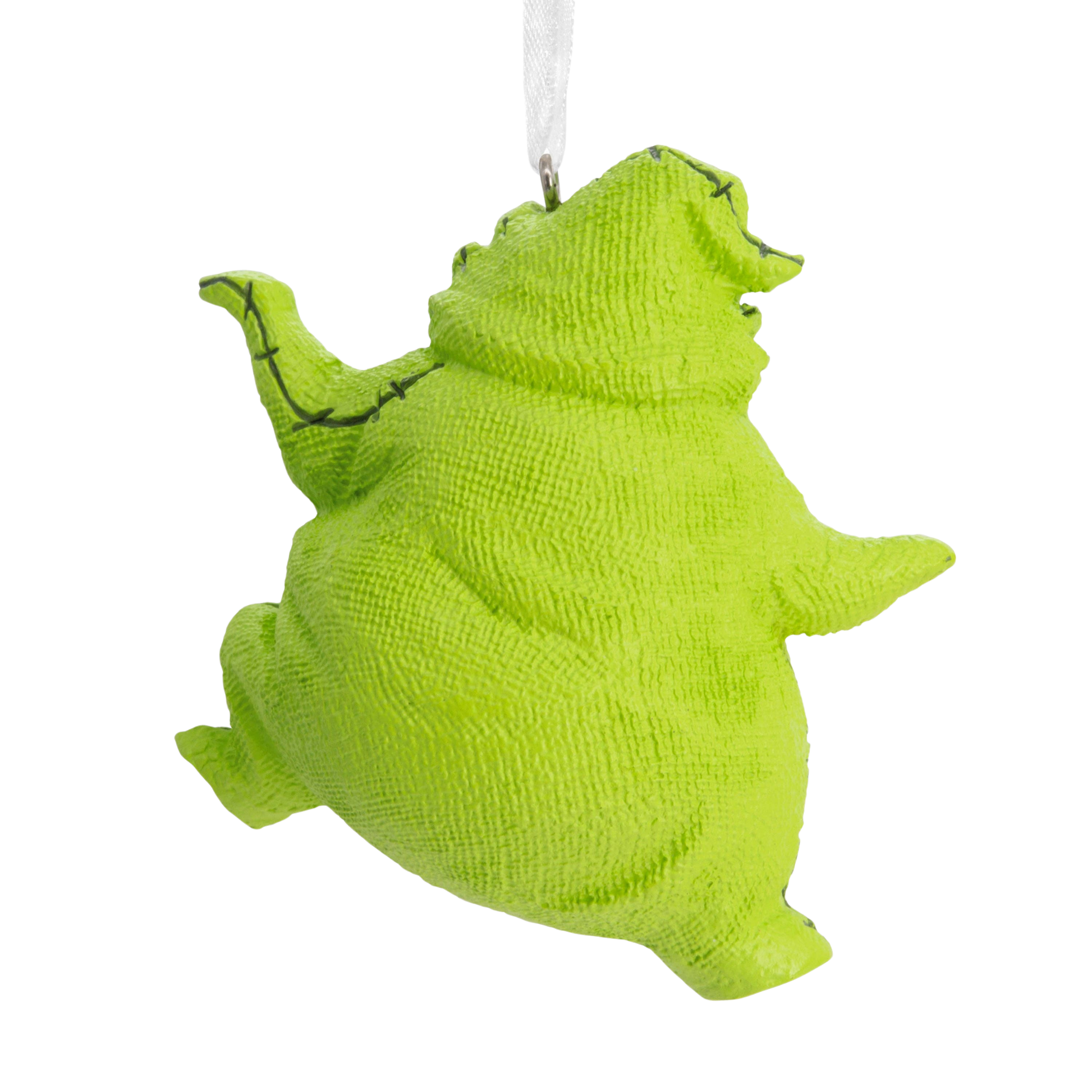 Green The Nightmare Before Christmas Oogie Boogie Christmas hanging ornament back view.