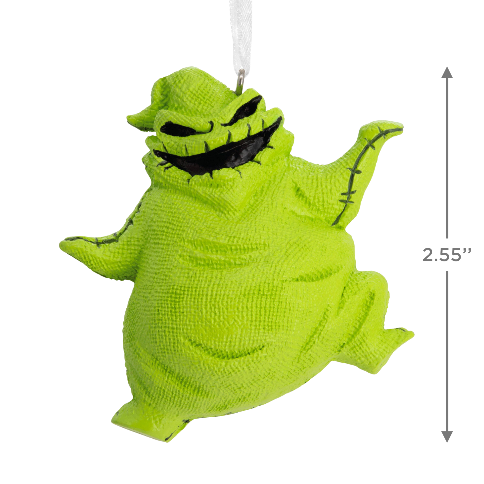 Green The Nightmare Before Christmas Oogie Boogie Christmas hanging ornament size guide 2.55".