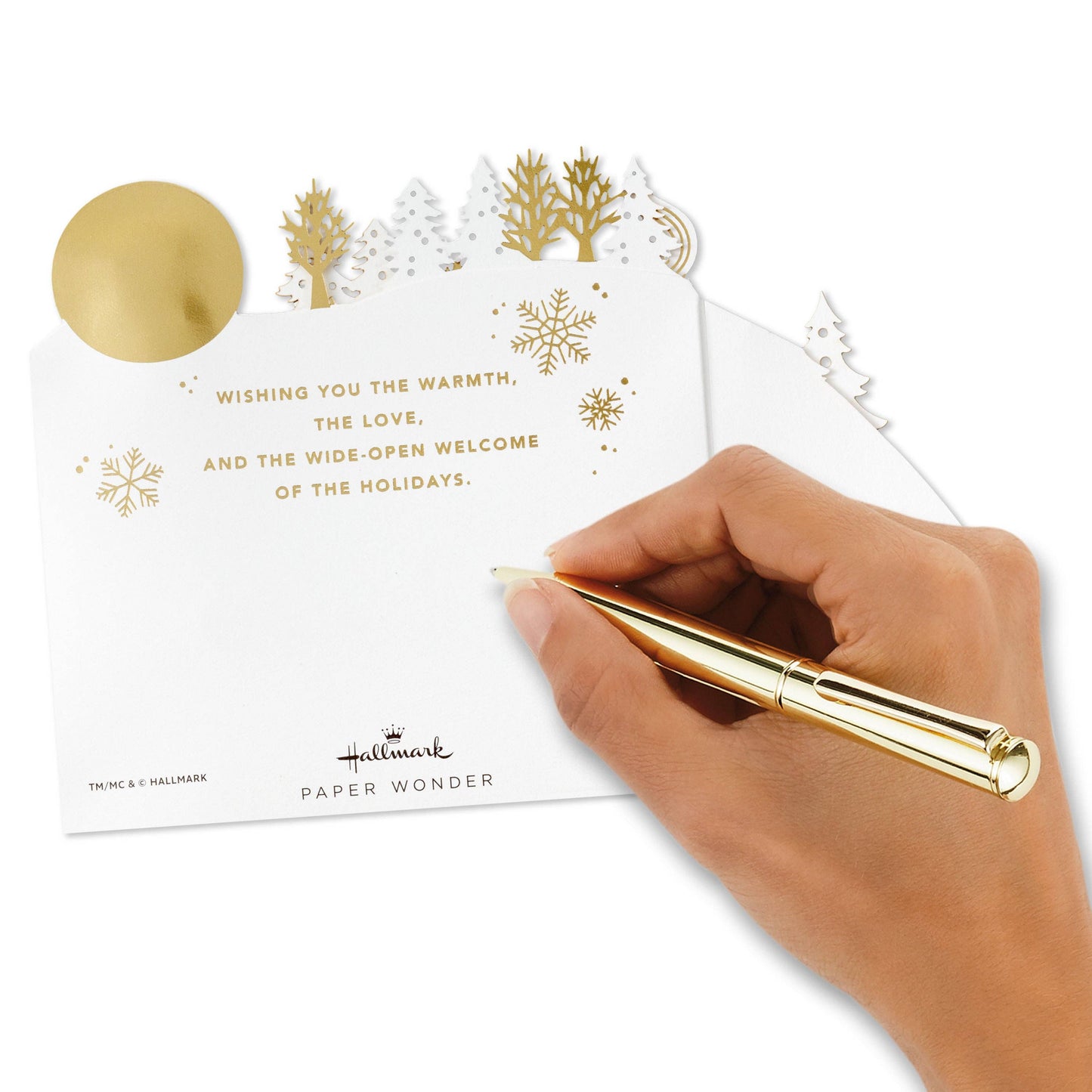 Musical Christmas Card - 3D & Pop-Up White Winter Woodland Design with Light